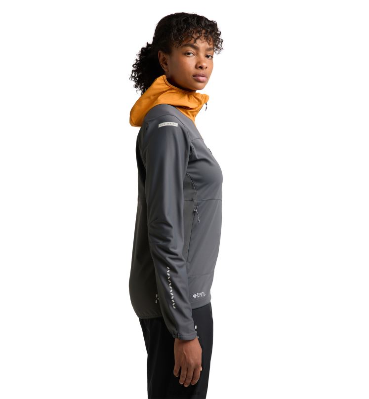 Magnetite/Desert Yellow Women Haglofs L.I.M Hybrid Softshell Jacket Tops ZXT0L674