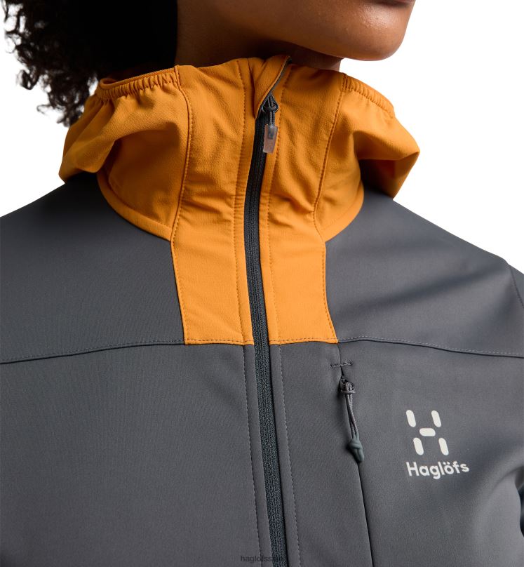 Magnetite/Desert Yellow Women Haglofs L.I.M Hybrid Softshell Jacket Tops ZXT0L674