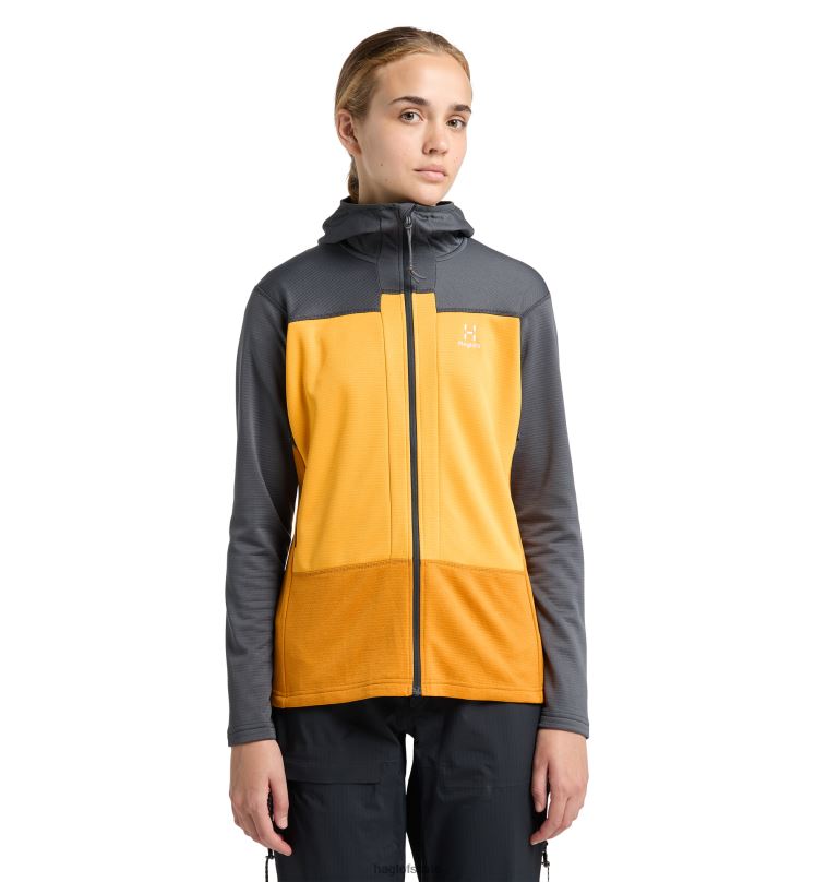 Magnetite/Sunny Yellow Women Haglofs ROC Flash Mid Hood Tops ZXT0L628