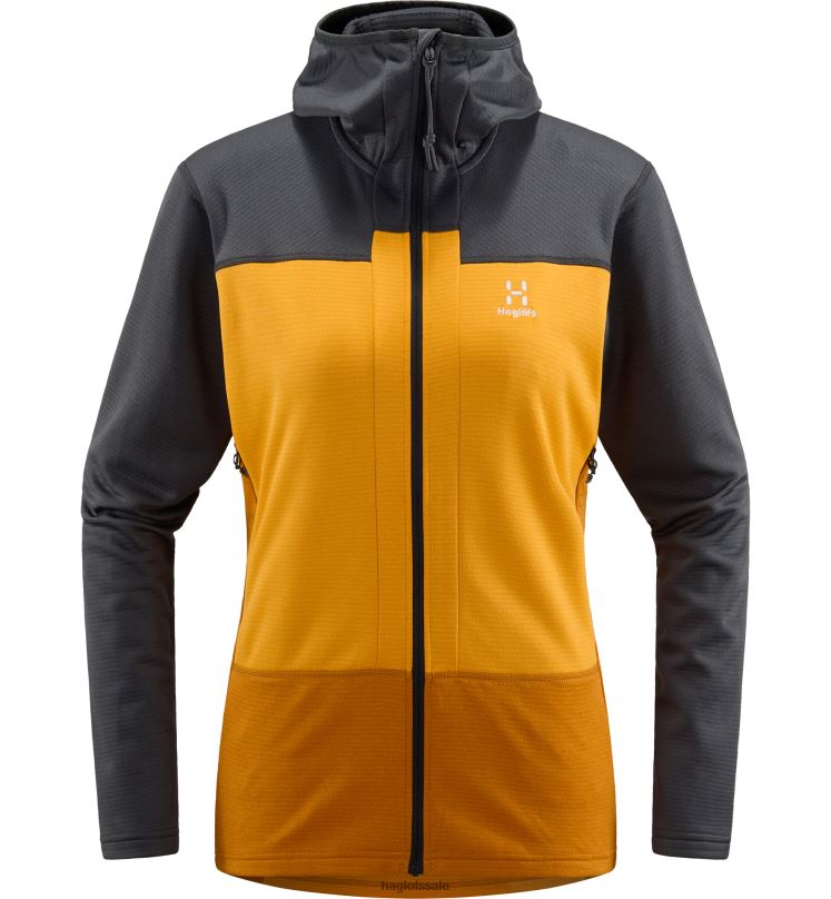 Magnetite/Sunny Yellow Women Haglofs ROC Flash Mid Hood Tops ZXT0L628