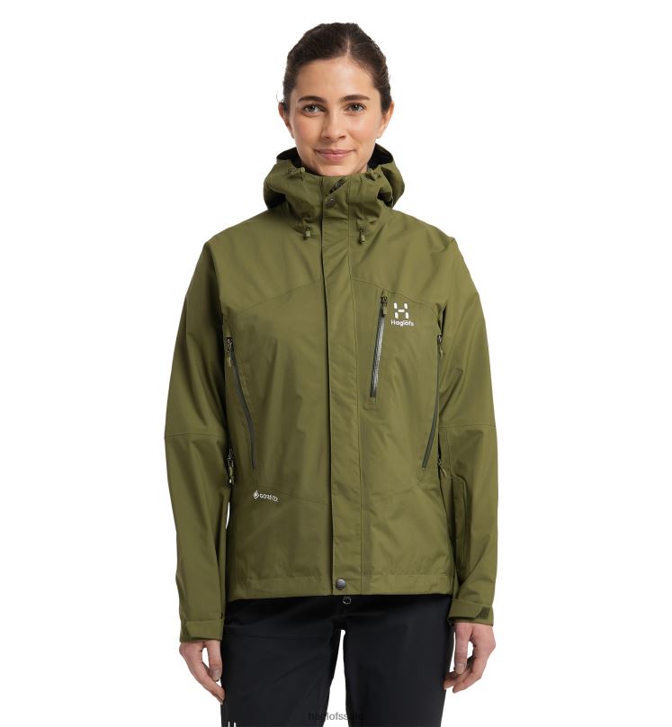 Olive Green Women Haglofs Astral GTX Jacket Tops ZXT0L541
