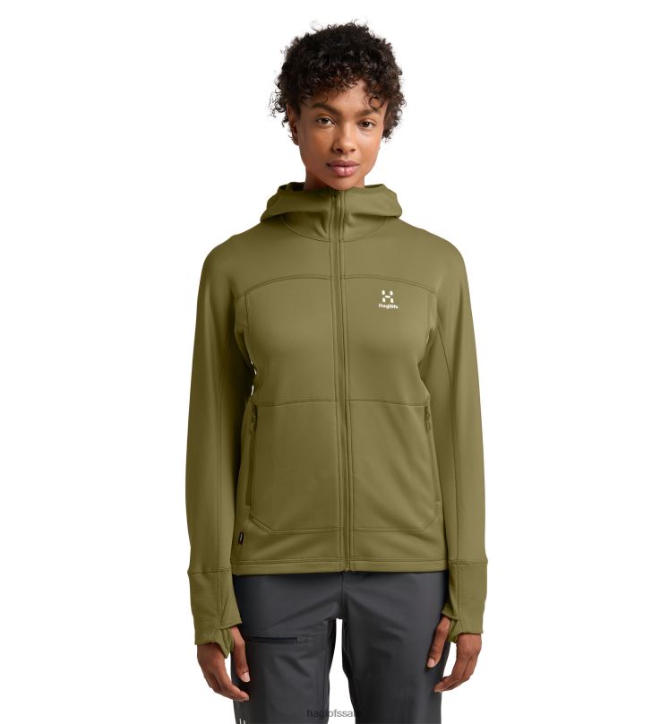 Olive Green Women Haglofs Betula Hood Tops ZXT0L556