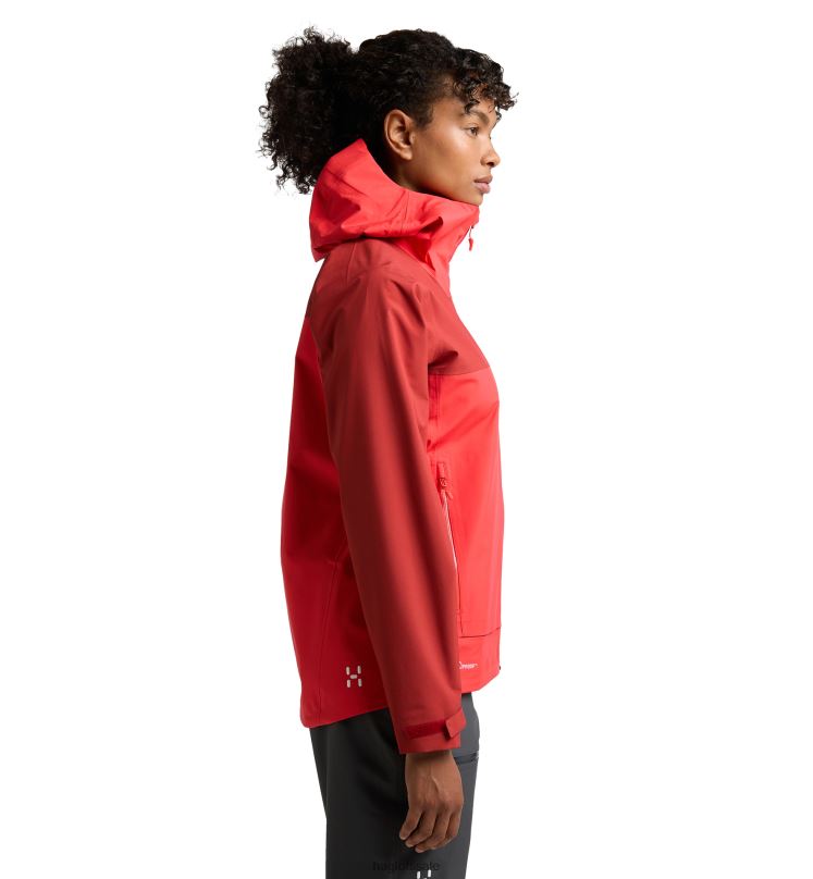 Poppy Red/Corrosion Women Haglofs Front Proof Jacket Tops ZXT0L621