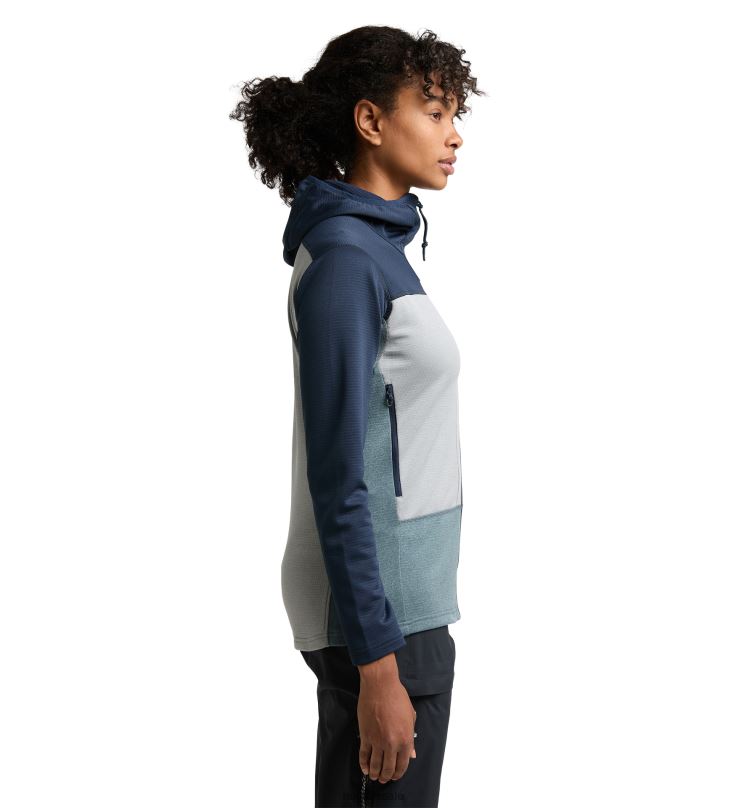 Tarn Blue/Concrete Women Haglofs ROC Flash Mid Hood Tops ZXT0L626