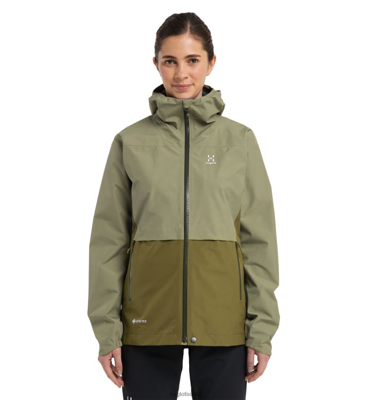 Thyme Green/Olive Green Women Haglofs Wilda GTX Jacket Tops ZXT0L729