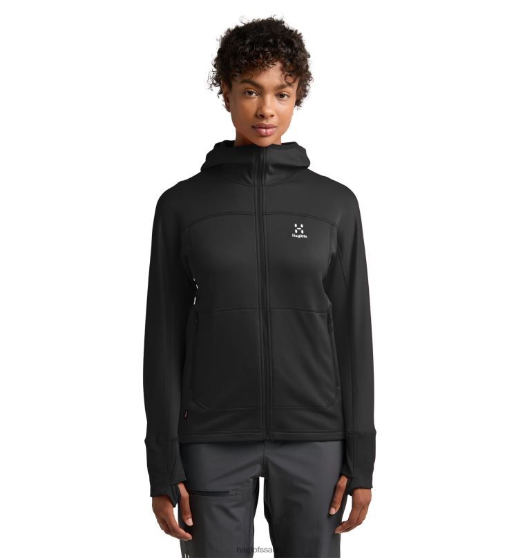 True Black Women Haglofs Betula Hood Tops ZXT0L553