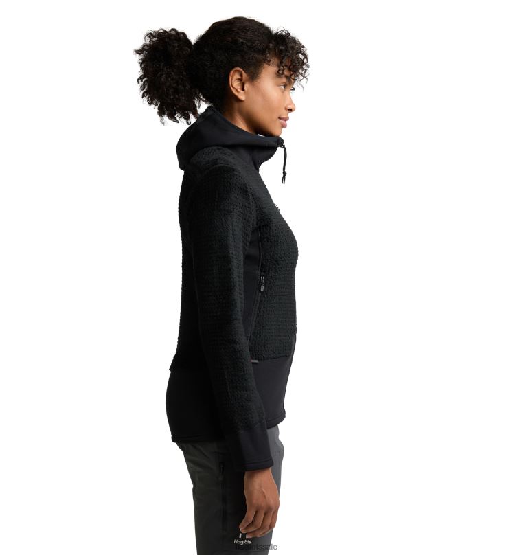 True Black Women Haglofs ROC Spitz Mid Hood Tops ZXT0L622