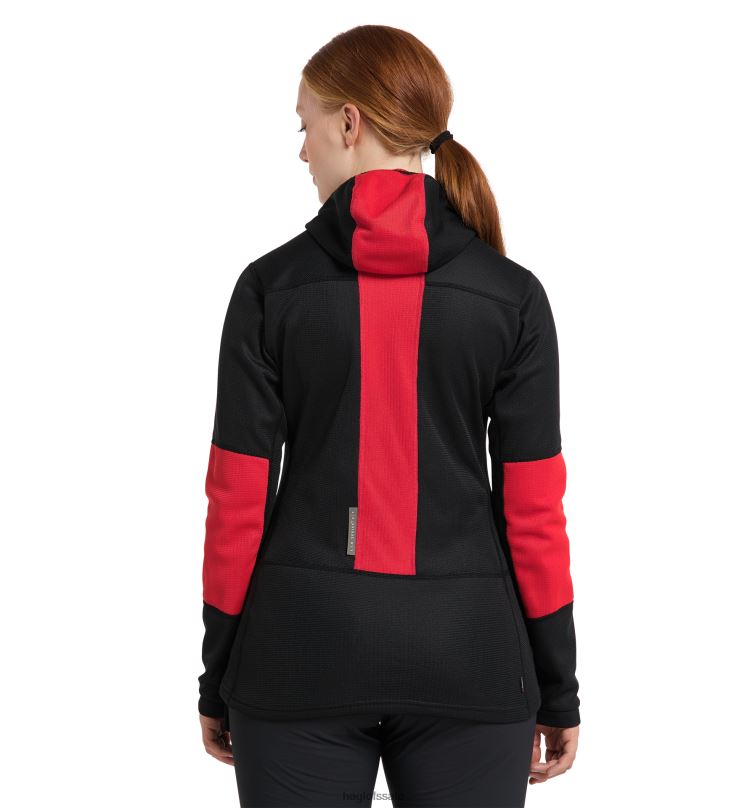 True Black/Zenith Red Women Haglofs L.I.M ZT Sync 1 Mid Hood Tops ZXT0L584