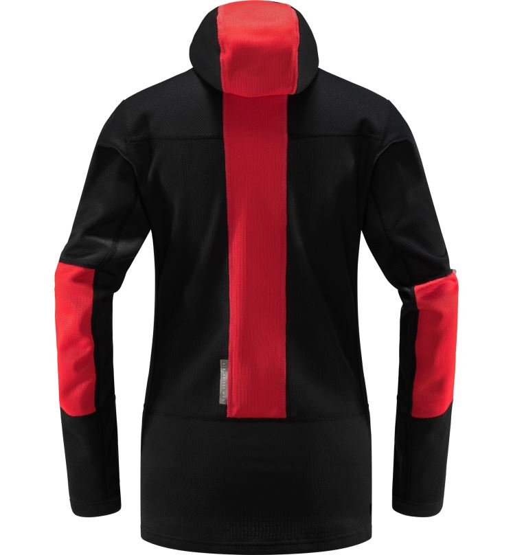 True Black/Zenith Red Women Haglofs L.I.M ZT Sync 1 Mid Hood Tops ZXT0L584