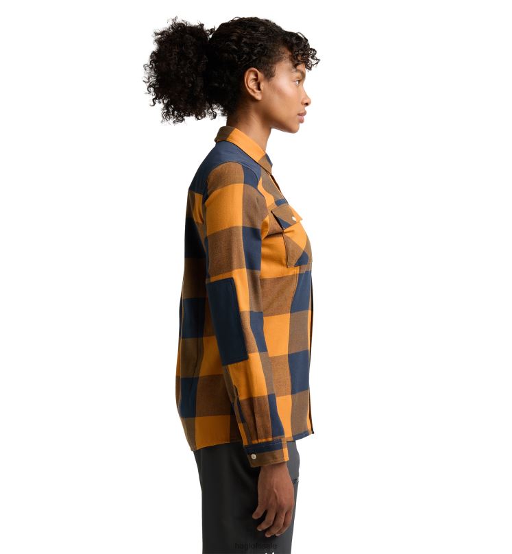 Desert Yellow/Tarn Blue Women Haglofs Timmer Shirt Tops ZXT0L757