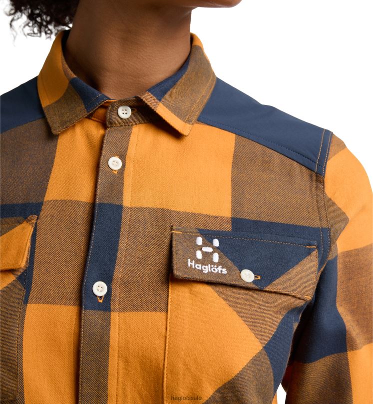 Desert Yellow/Tarn Blue Women Haglofs Timmer Shirt Tops ZXT0L757
