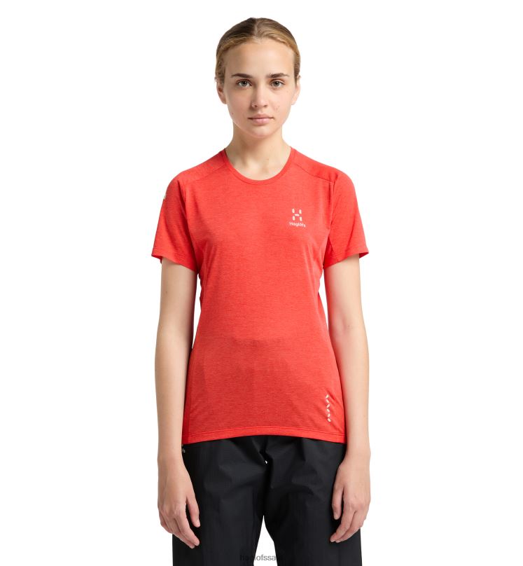 Poppy Red Women Haglofs L.I.M Crux Tee Tops ZXT0L762