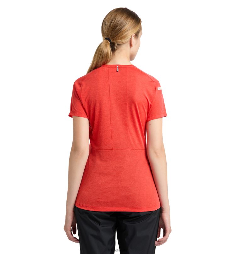 Poppy Red Women Haglofs L.I.M Crux Tee Tops ZXT0L762