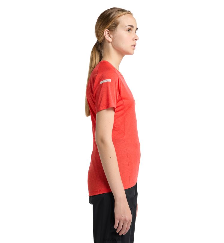Poppy Red Women Haglofs L.I.M Crux Tee Tops ZXT0L762