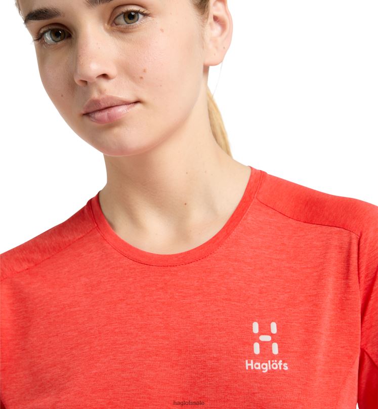 Poppy Red Women Haglofs L.I.M Crux Tee Tops ZXT0L762