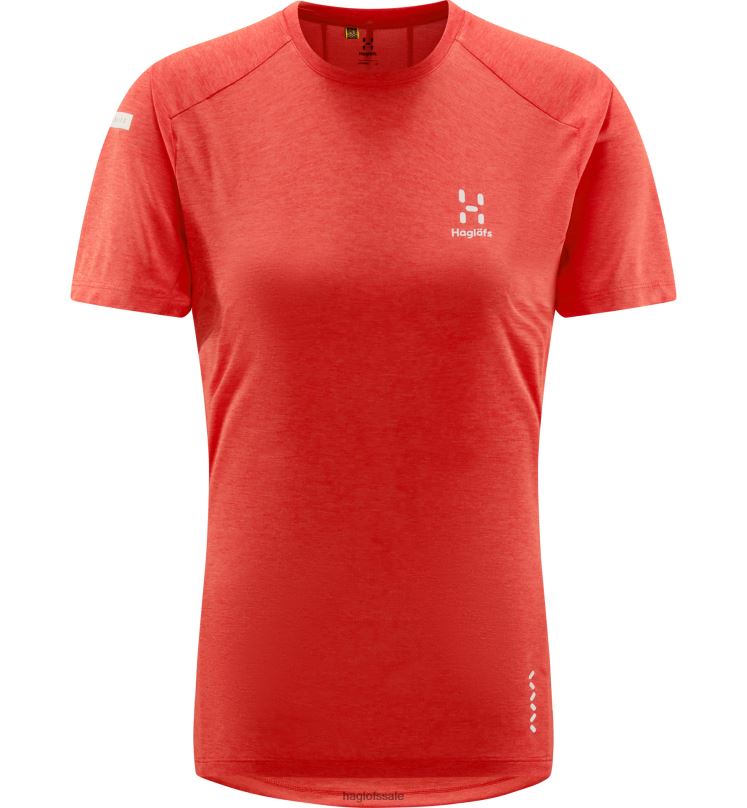 Poppy Red Women Haglofs L.I.M Crux Tee Tops ZXT0L762