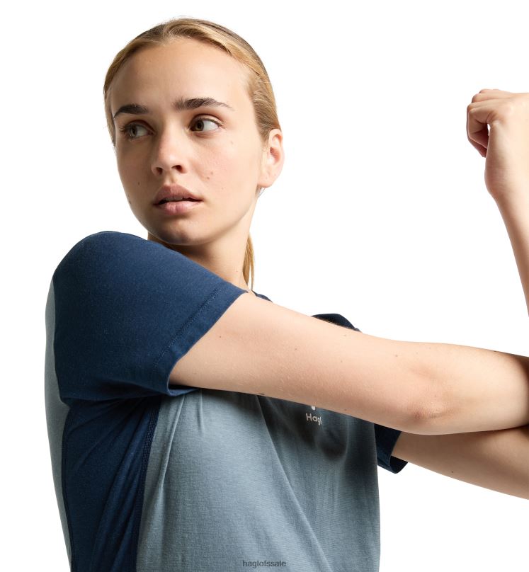 Steel Blue/Tarn Blue Women Haglofs ROC Grip Tee Tops ZXT0L766