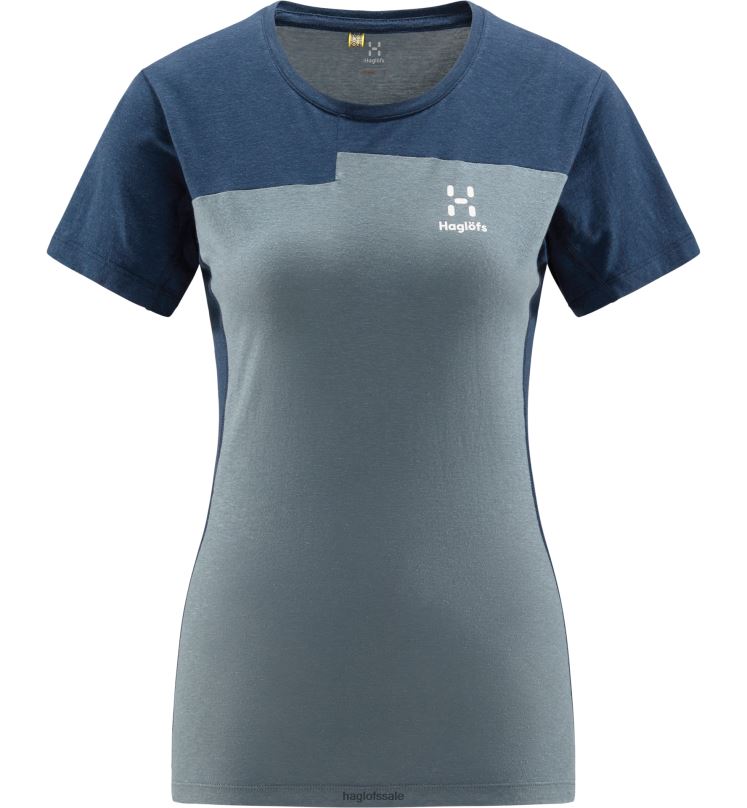 Steel Blue/Tarn Blue Women Haglofs ROC Grip Tee Tops ZXT0L766