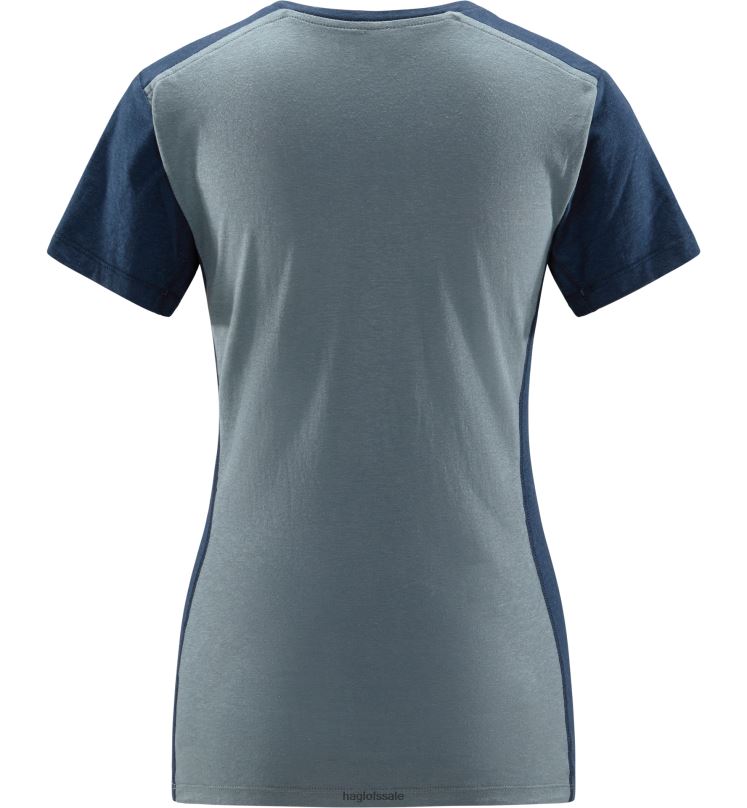 Steel Blue/Tarn Blue Women Haglofs ROC Grip Tee Tops ZXT0L766