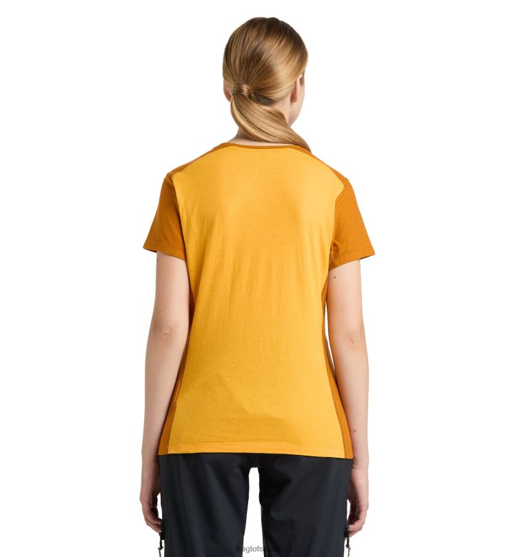 Sunny Yellow/Golden Brown Women Haglofs ROC Grip Tee Tops ZXT0L768