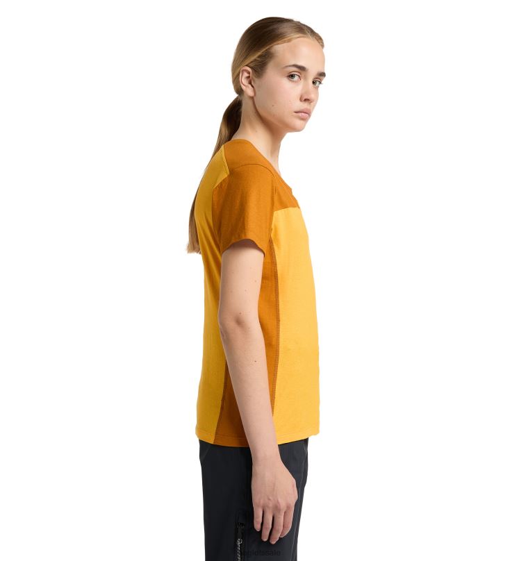 Sunny Yellow/Golden Brown Women Haglofs ROC Grip Tee Tops ZXT0L768