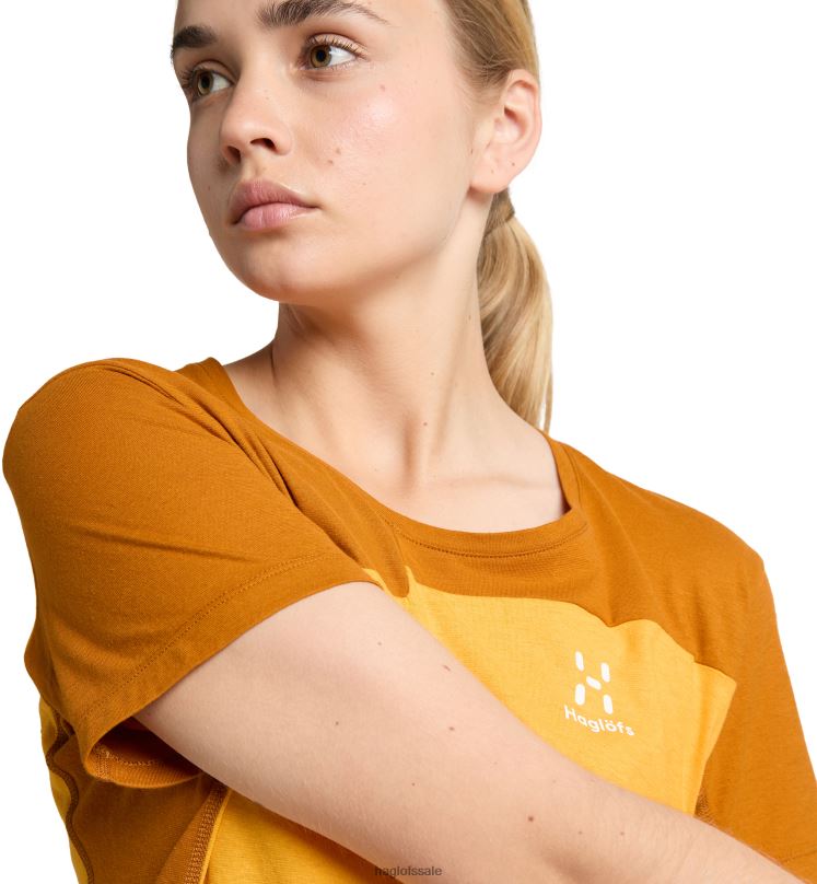 Sunny Yellow/Golden Brown Women Haglofs ROC Grip Tee Tops ZXT0L768