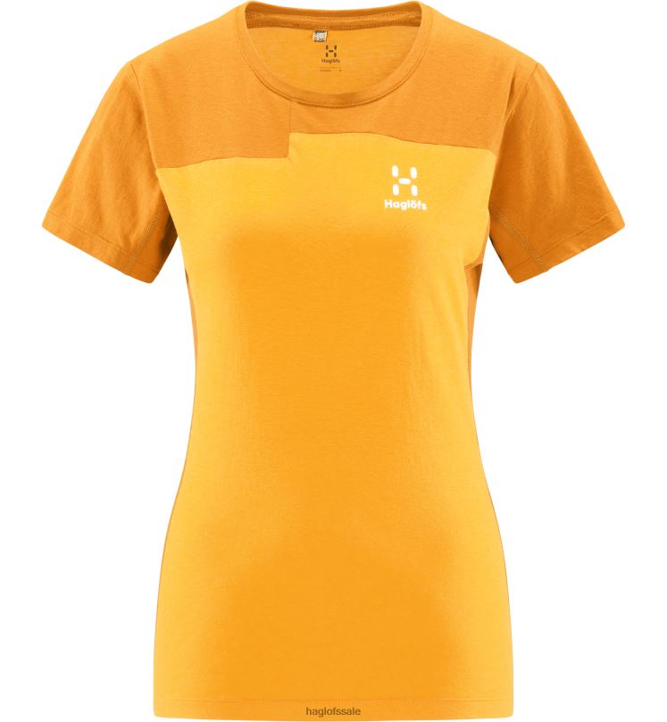 Sunny Yellow/Golden Brown Women Haglofs ROC Grip Tee Tops ZXT0L768
