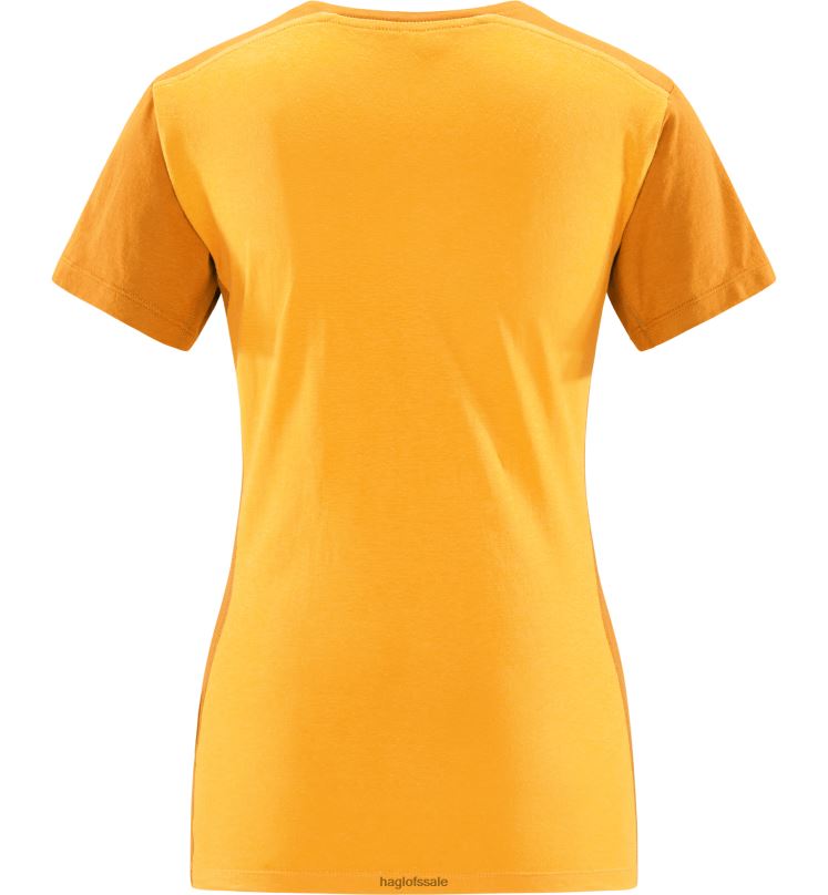 Sunny Yellow/Golden Brown Women Haglofs ROC Grip Tee Tops ZXT0L768
